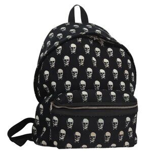 SAINT LAURENT Skull Backpack Canvas Black White Auth
